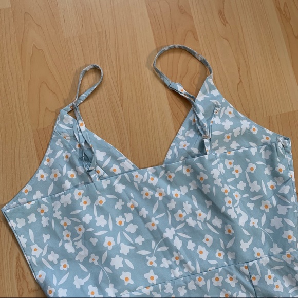 Blue Floral Faux Wrap Dress - Picture 6 of 10